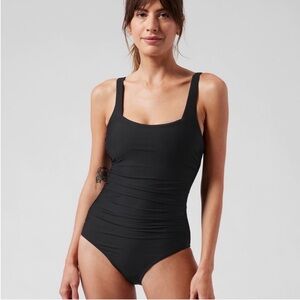 Athleta Flattering Black One Piece Bathing Suit size Large